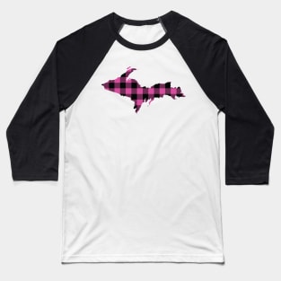 Upper Peninsula of Michigan Pink Flannel State Baseball T-Shirt